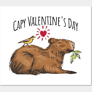 Capy Valentine's Day Adorable Happy Capybara design Posters and Art